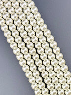 10mm Pearl Glass Round Beads Strand Cream