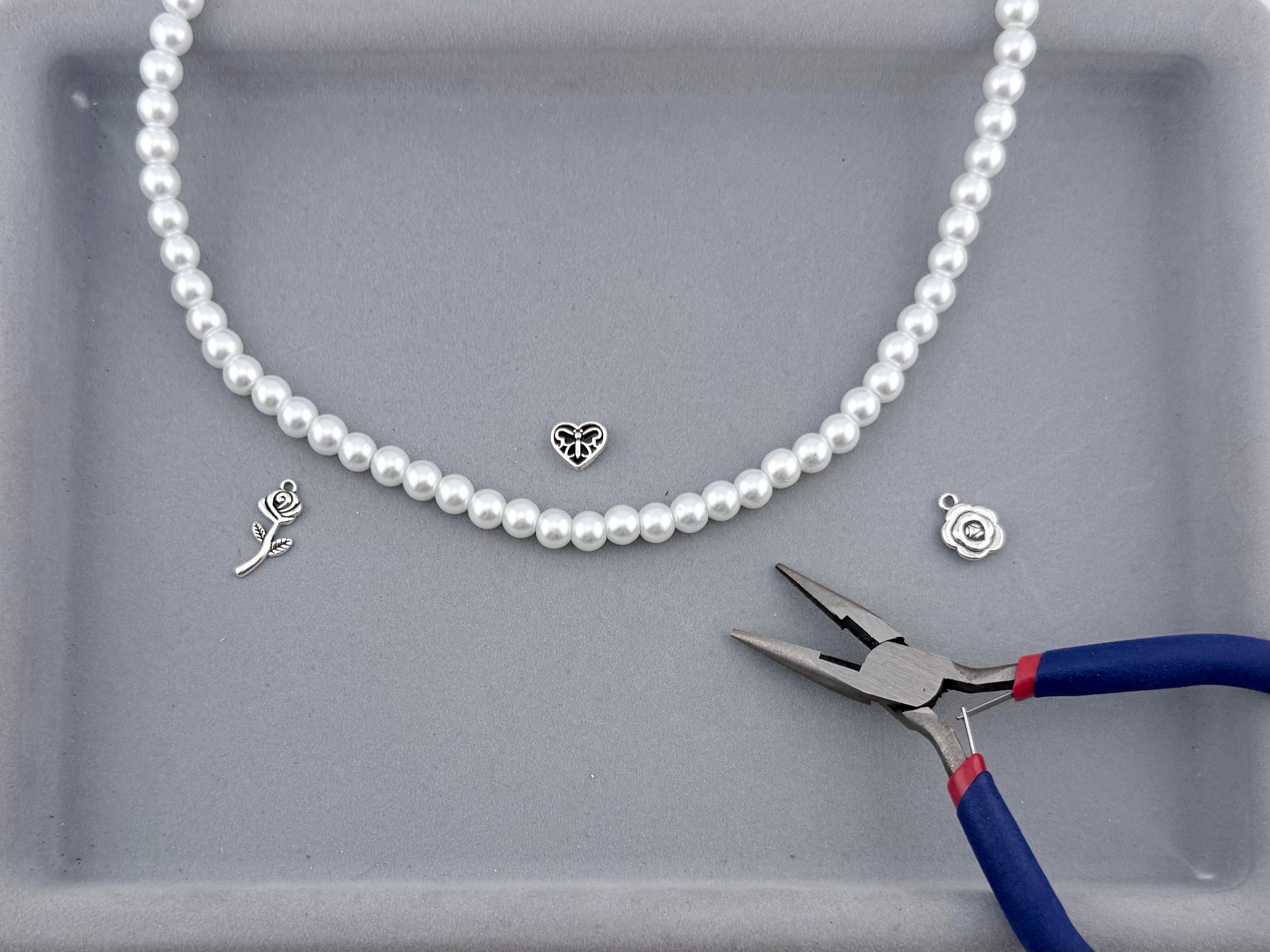 8mm Pearl Glass Round Beads Strand White
