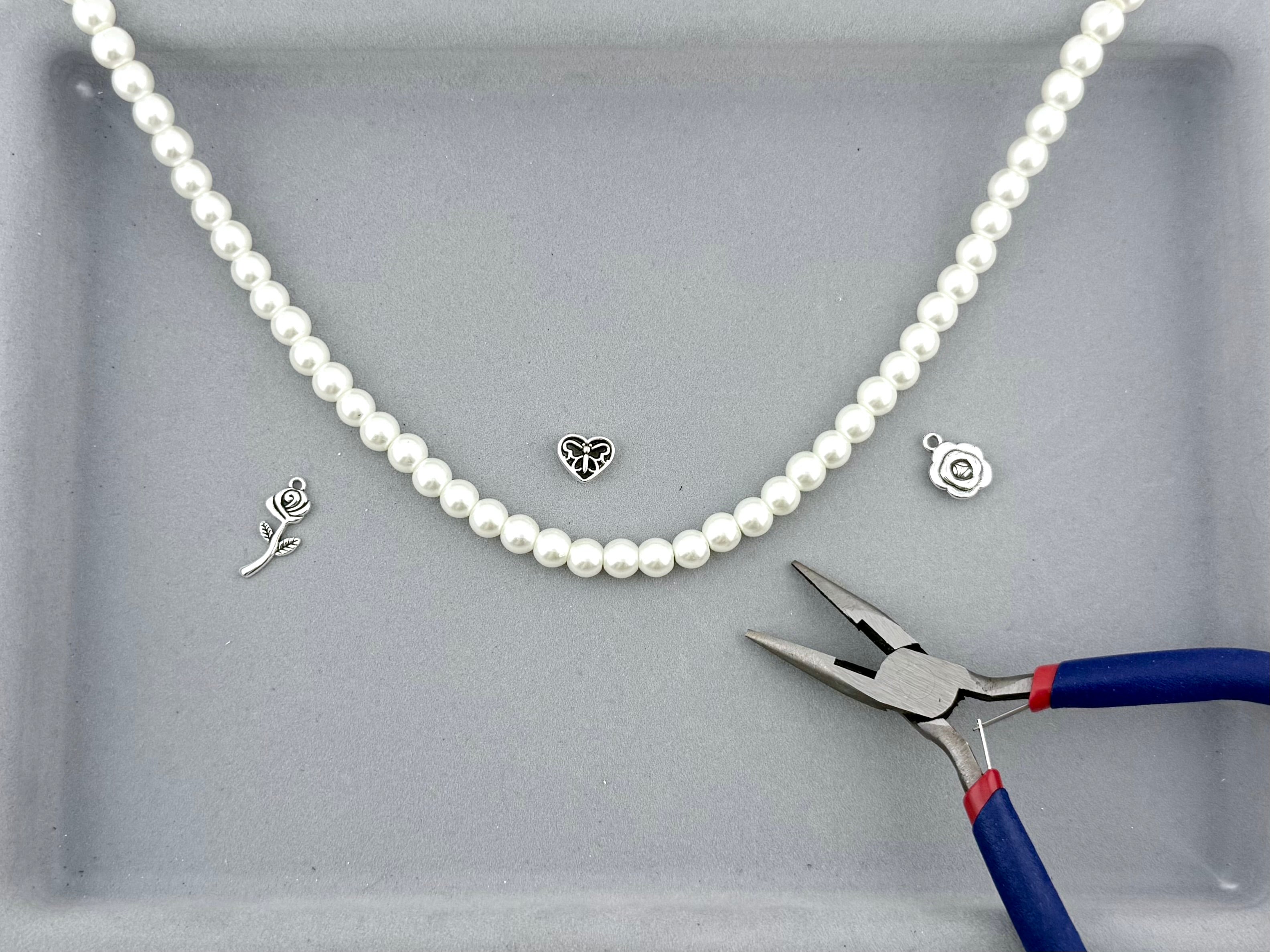 8mm Pearl Glass Round Beads Strand Cream