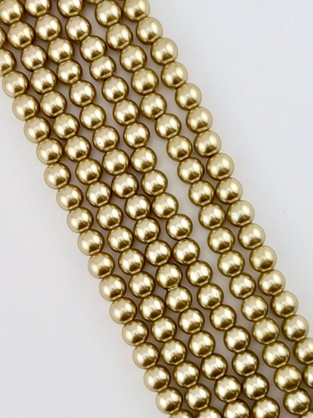 8mm Pearl Glass Round Beads Strand Gold