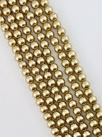 8mm Pearl Glass Round Beads Strand Gold