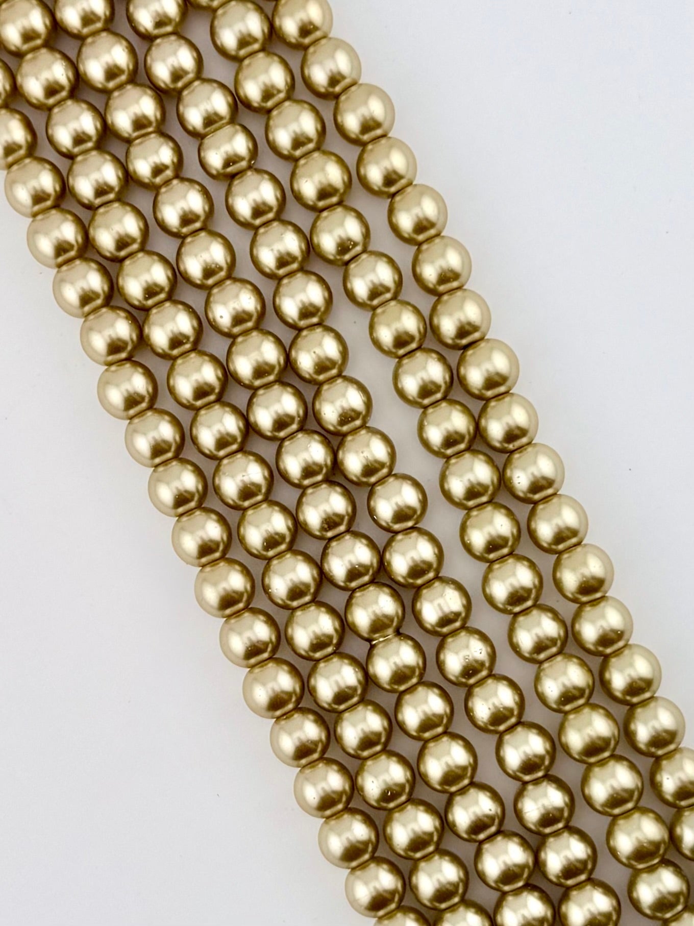 8mm Pearl Glass Round Beads Strand Gold