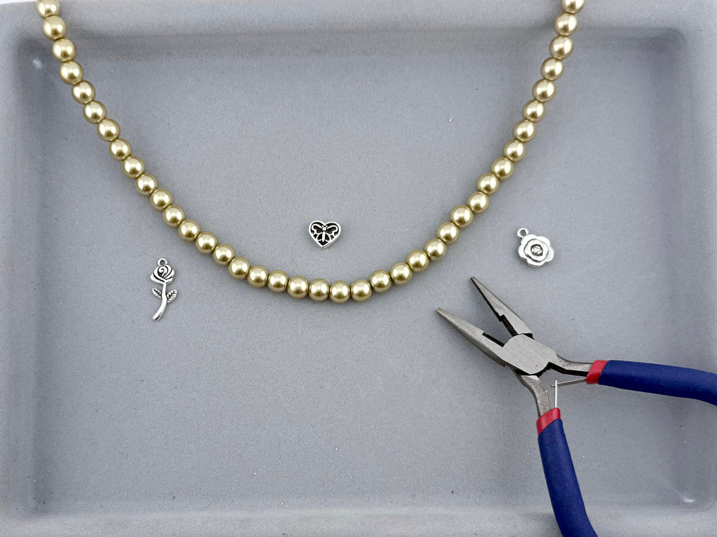 8mm Pearl Glass Round Beads Strand Gold