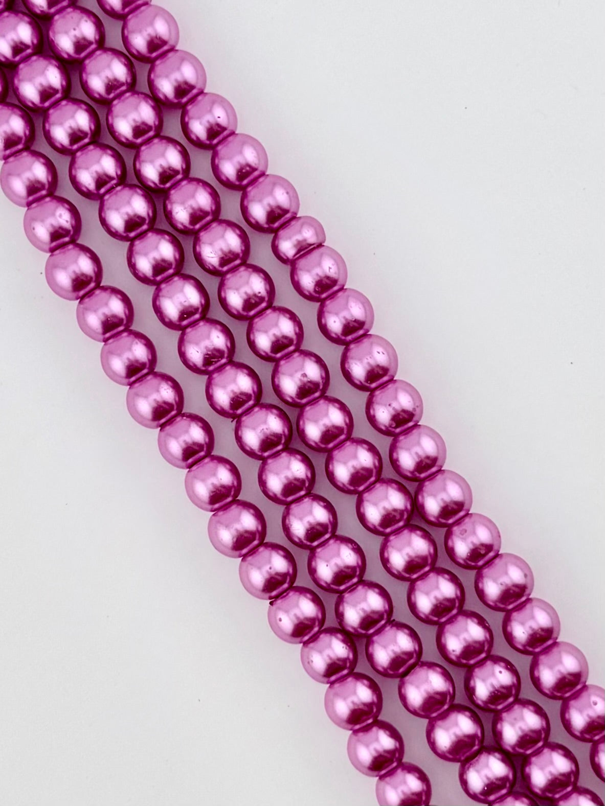 8mm Pearl Glass Round Beads Strand Pink