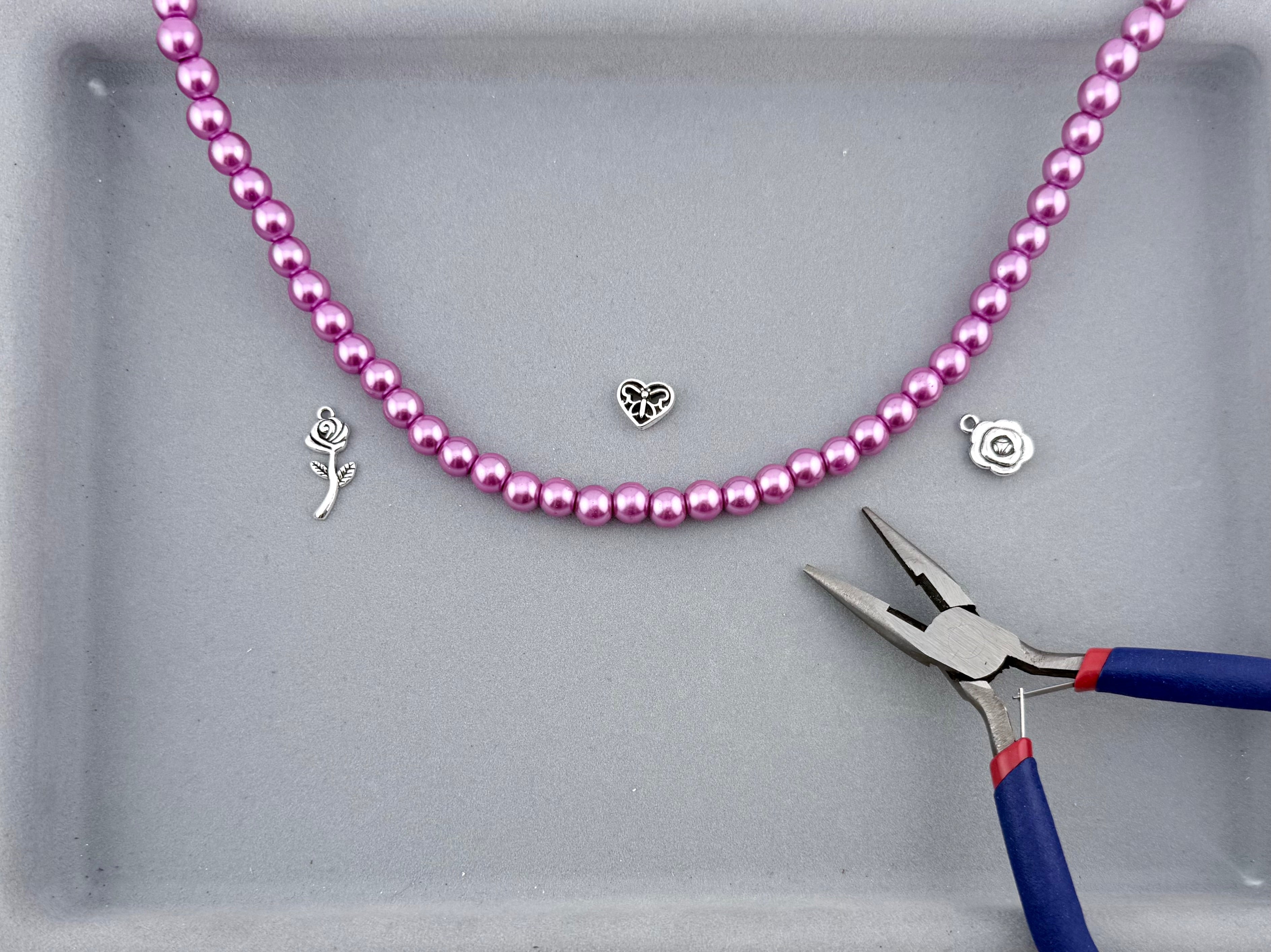 8mm Pearl Glass Round Beads Strand Pink