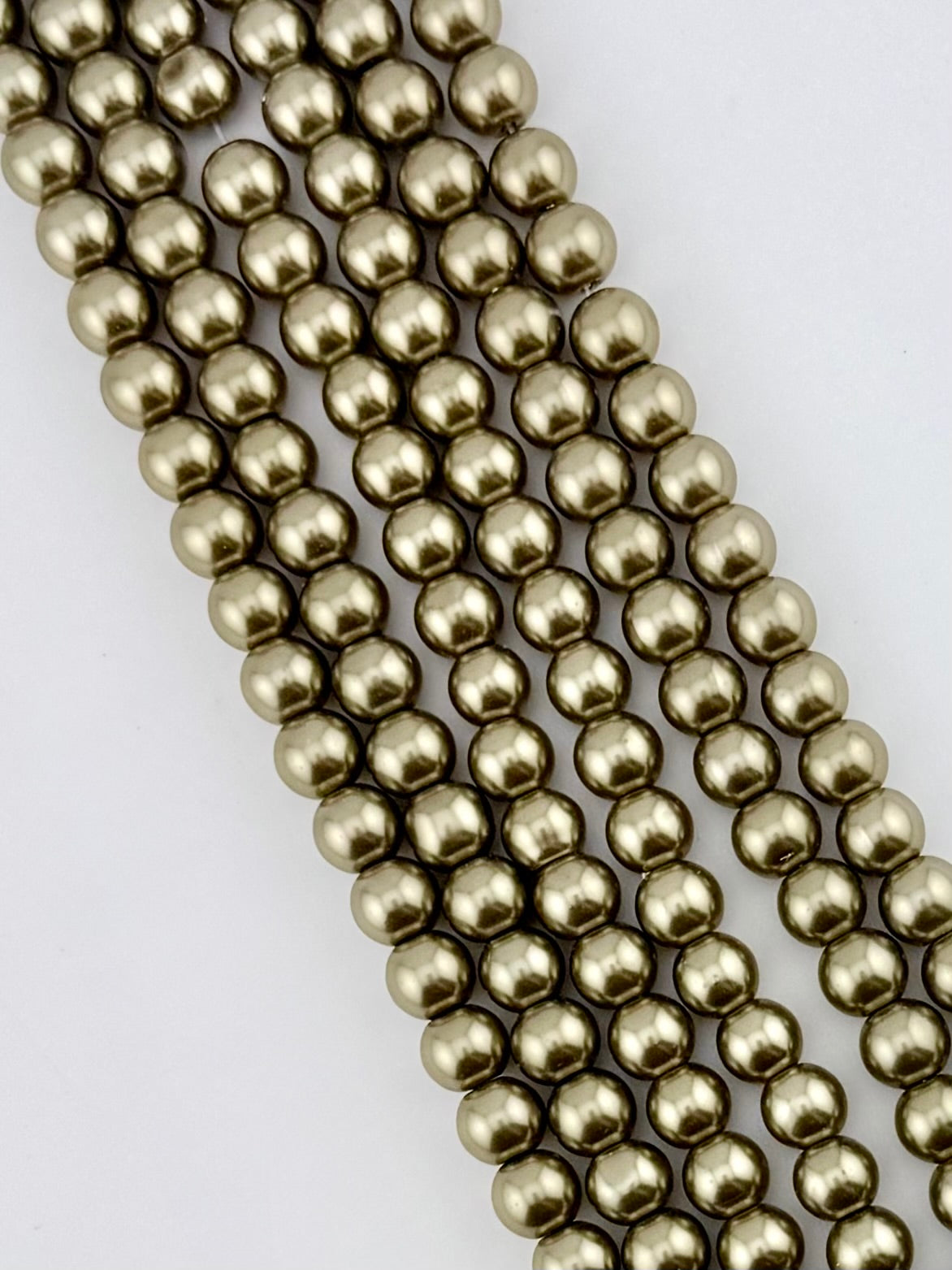 8mm Pearl Glass Round Beads Dark Gold