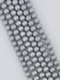 8mm Pearl Glass Round Beads Silver