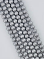 8mm Pearl Glass Round Beads Silver