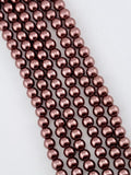 8mm Pearl Glass Round Beads Brown