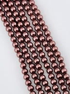 8mm Pearl Glass Round Beads Brown