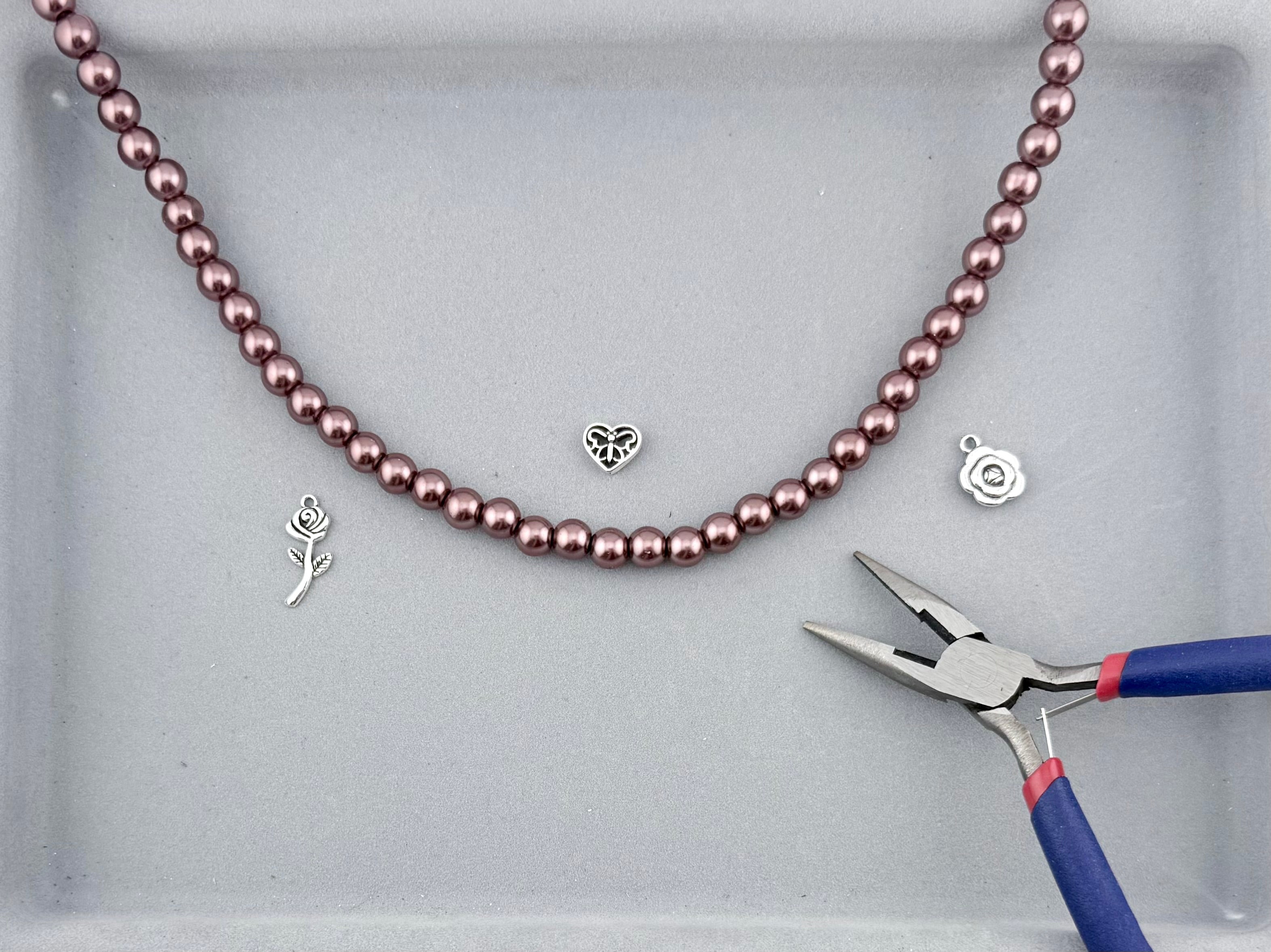 8mm Pearl Glass Round Beads Brown