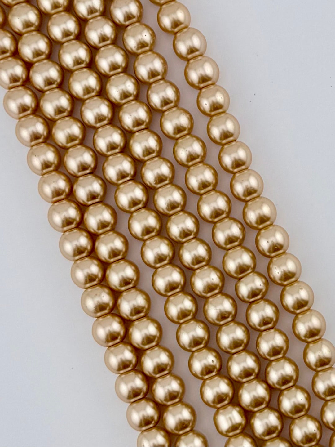 8mm Pearl Glass Round Beads Yellow