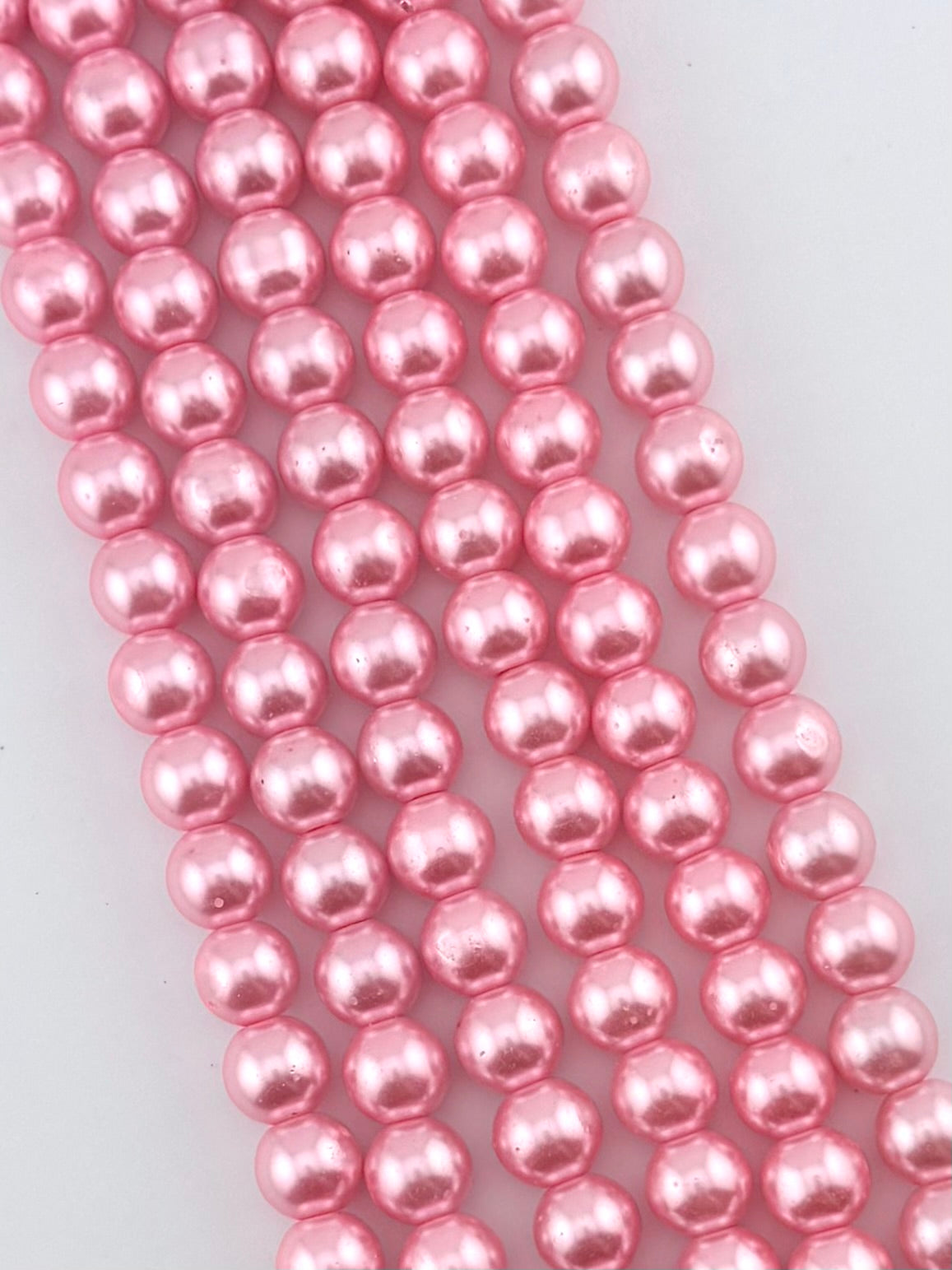 10mm Pearl Glass Round Beads Pink