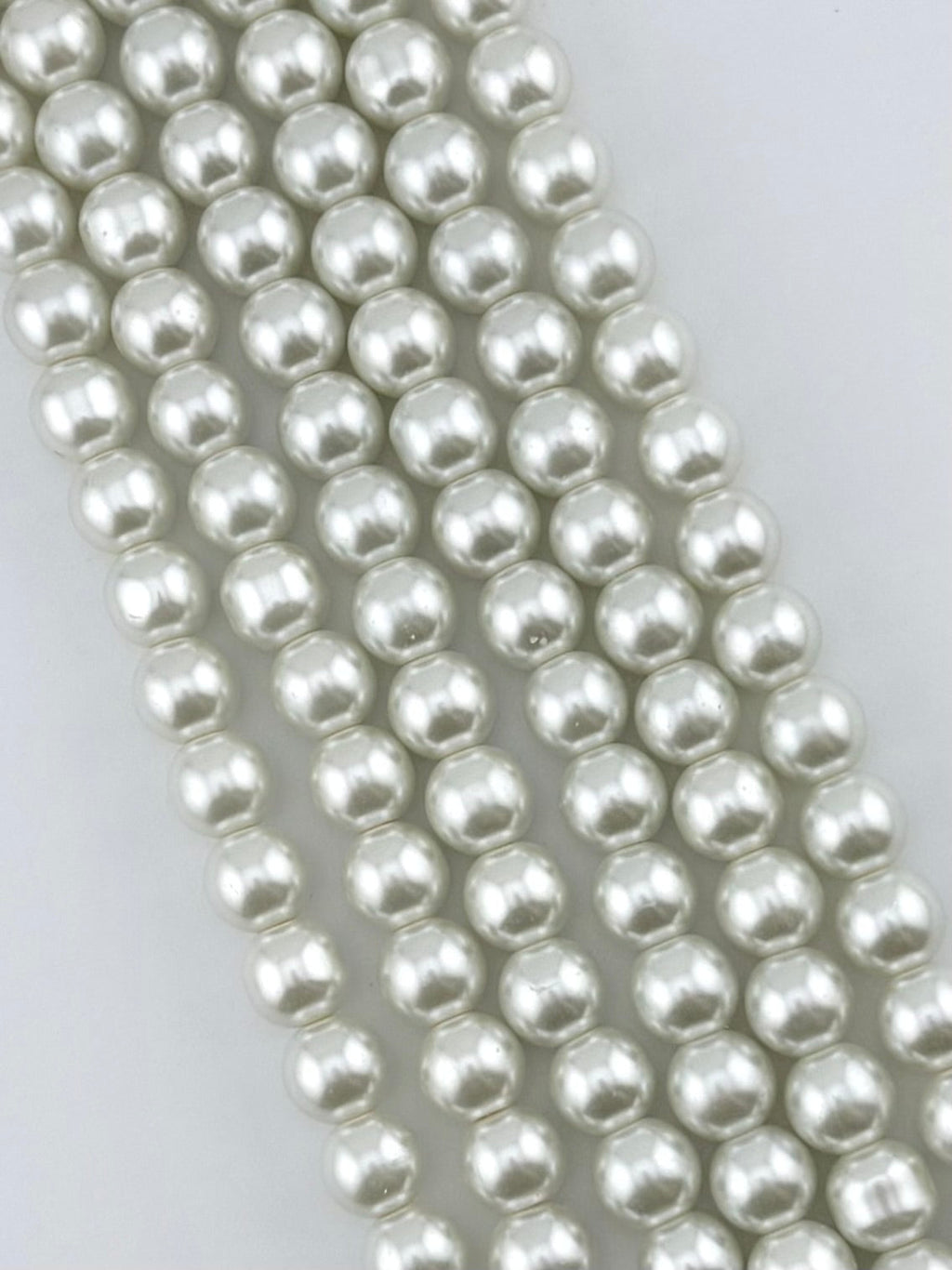 10mm Pearl Glass Round Beads White