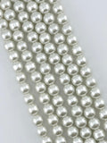 10mm Pearl Glass Round Beads White