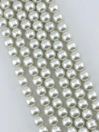 10mm Pearl Glass Round Beads White