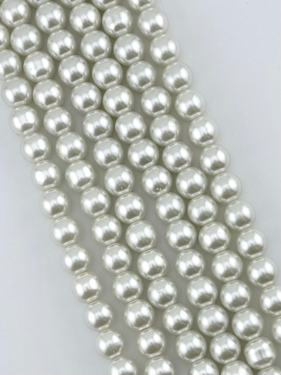 10mm Pearl Glass Round Beads White