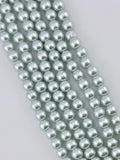 8mm Pearl Glass Round Beads Light-Aqua