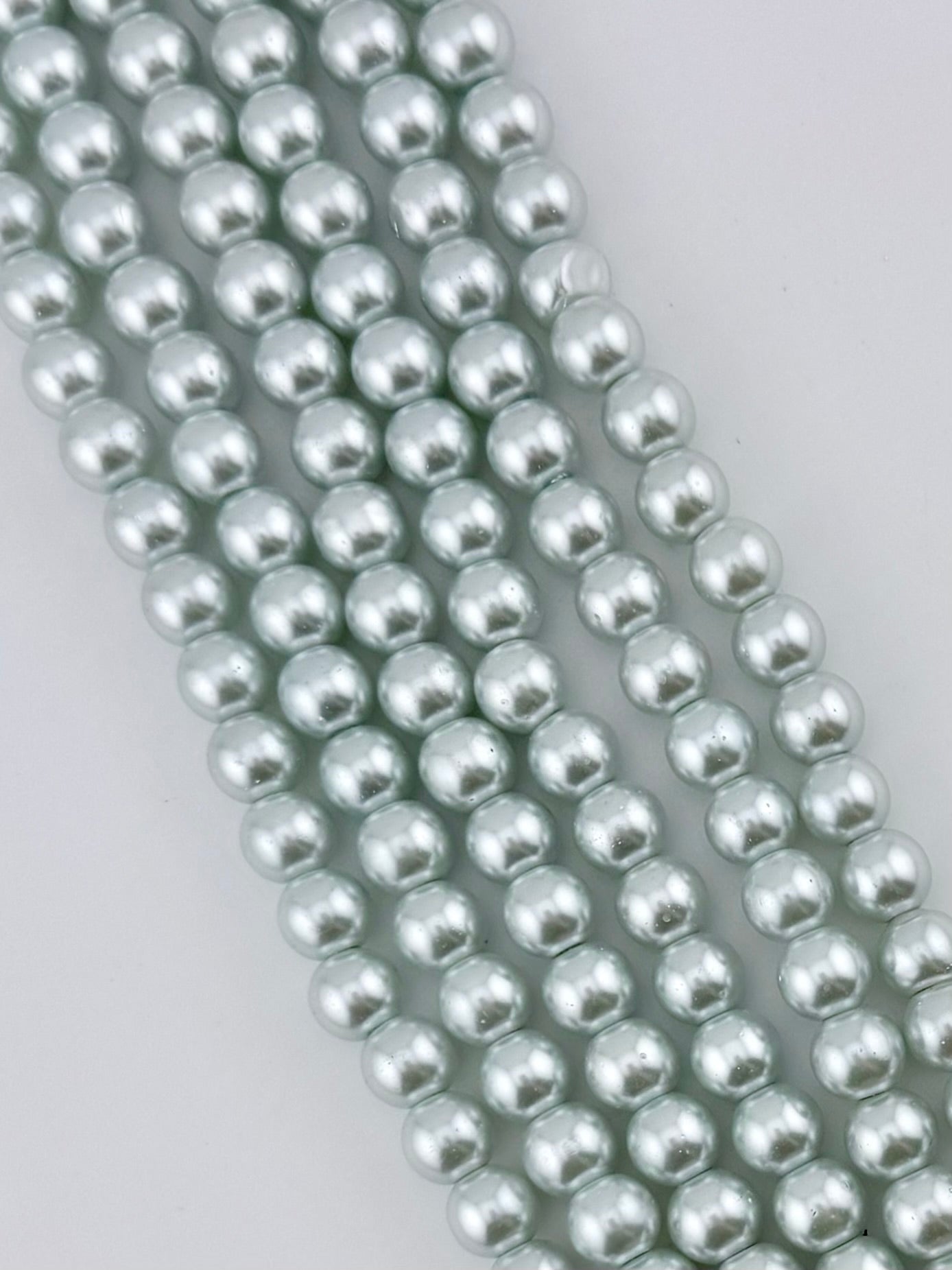 8mm Pearl Glass Round Beads Light-Aqua