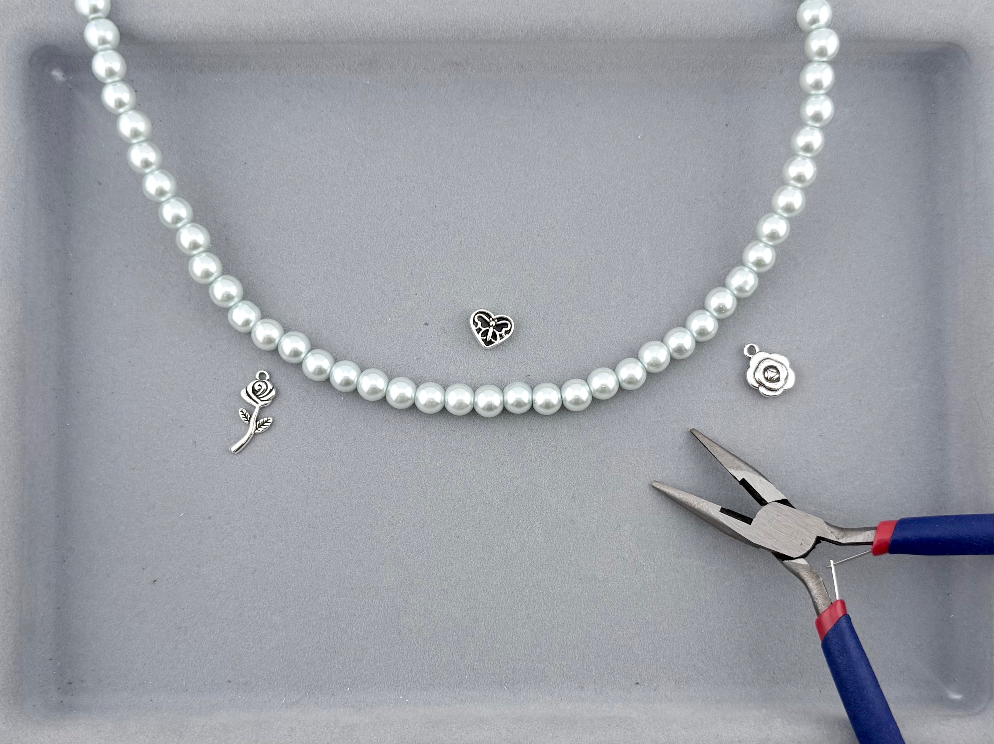 8mm Pearl Glass Round Beads Light-Aqua