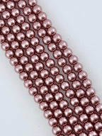8mm Pearl Glass Round Beads Rose-Gold