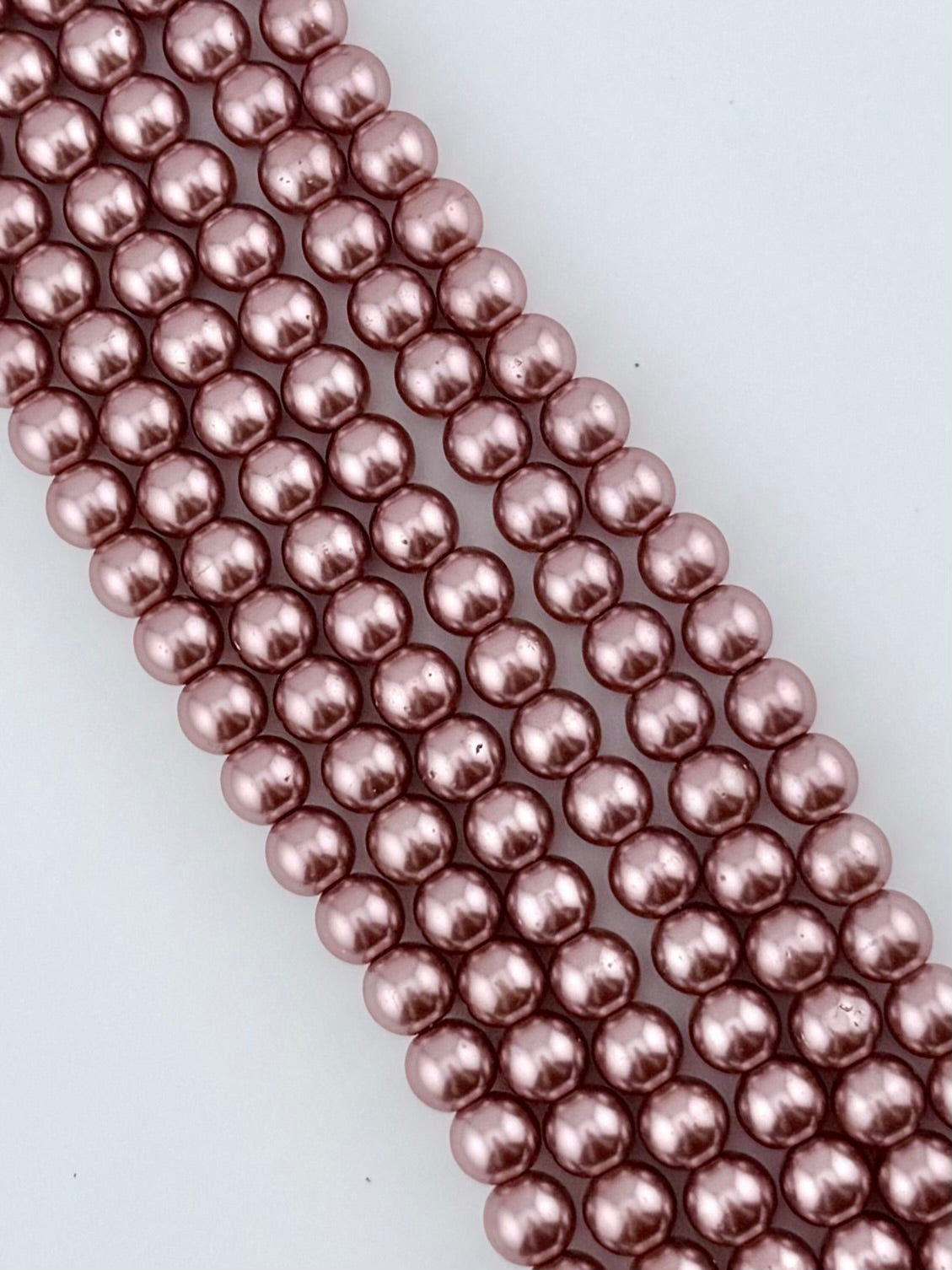 8mm Pearl Glass Round Beads Rose-Gold