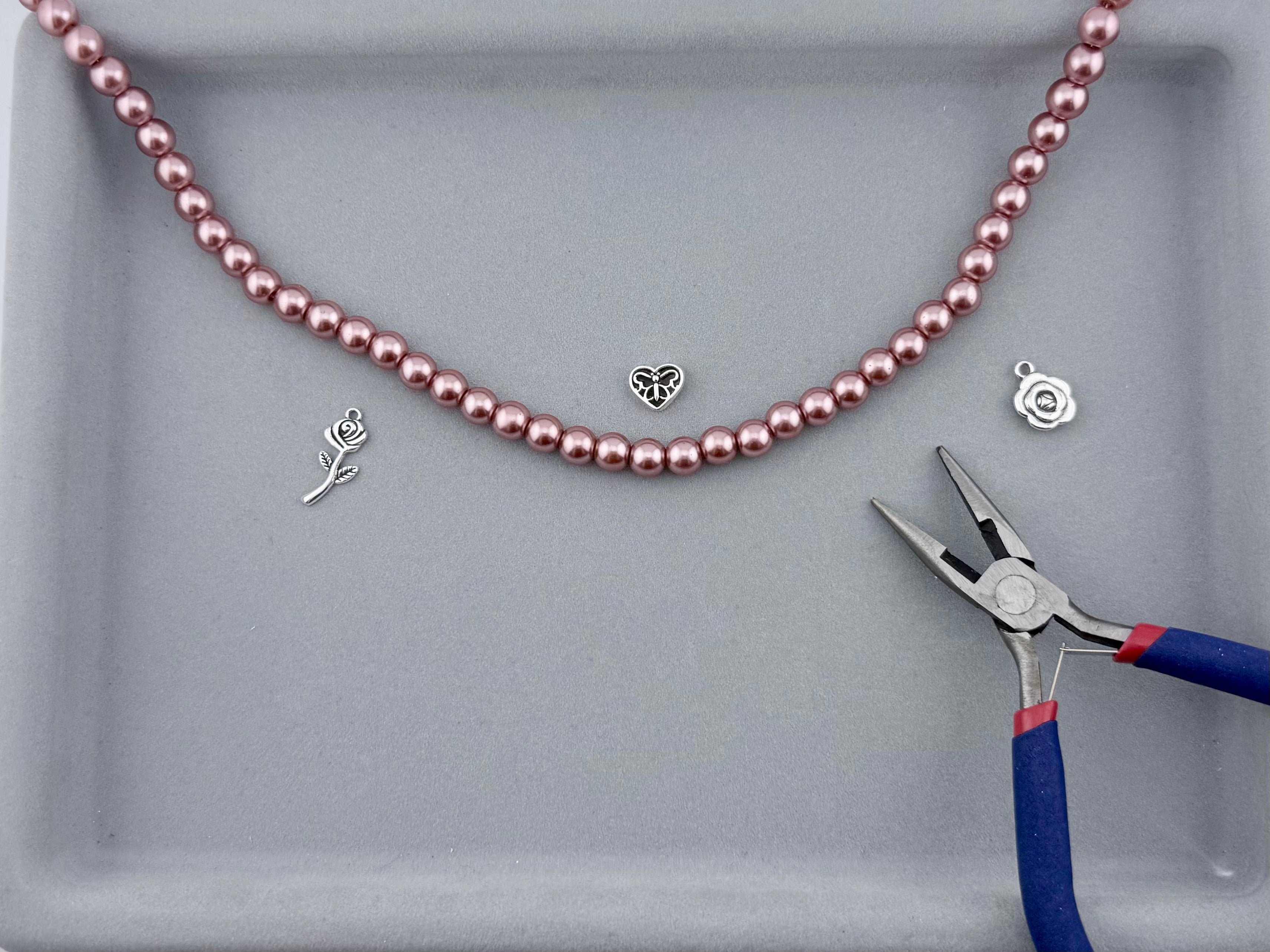 8mm Pearl Glass Round Beads Rose-Gold