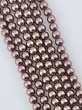 8mm Pearl Glass Round Beads Brown