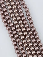 8mm Pearl Glass Round Beads Brown