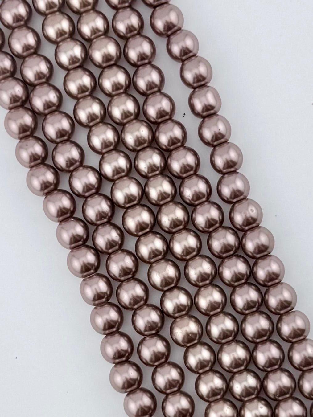 8mm Pearl Glass Round Beads Brown