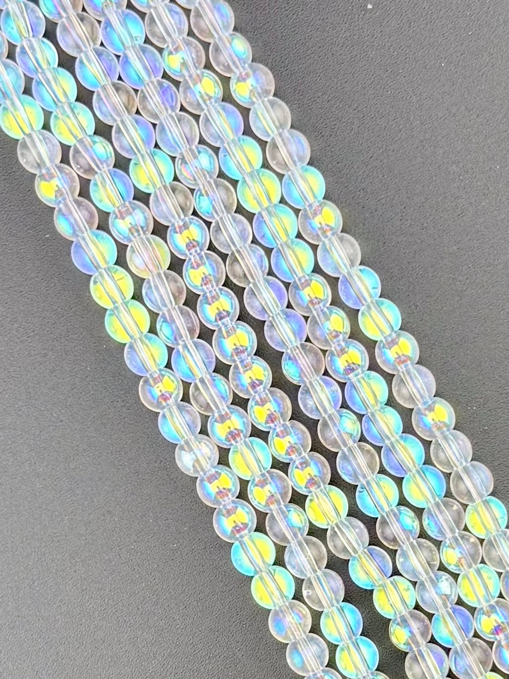 AB 6mm Glass Round Beads Clear