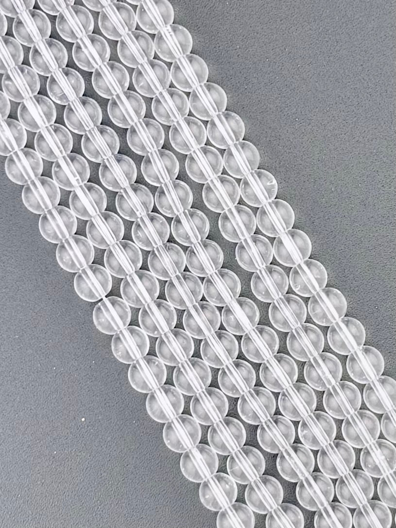 6mm Glass Round Beads Clear