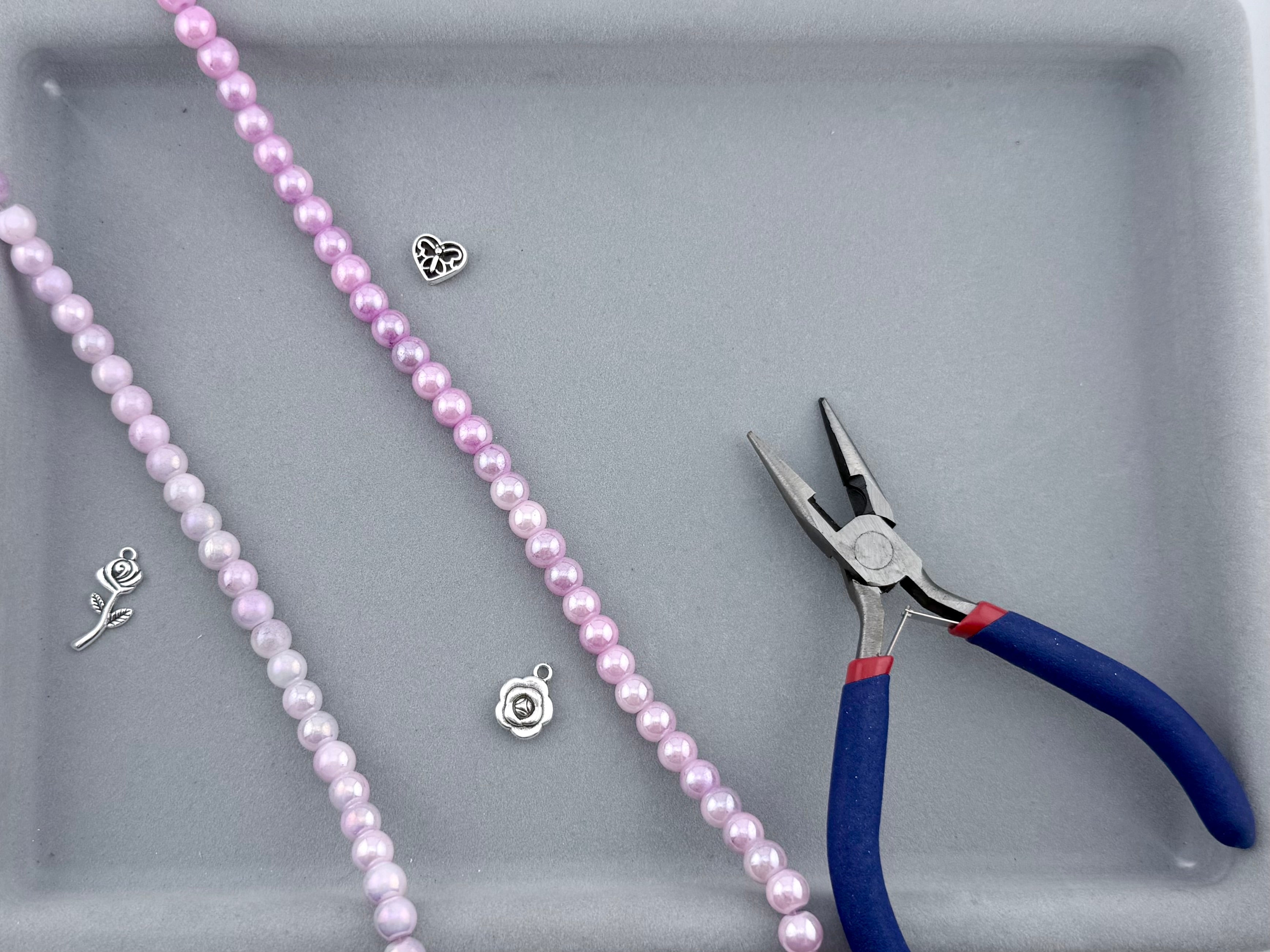 8mm Glass Round Beads Two-Tone Pink