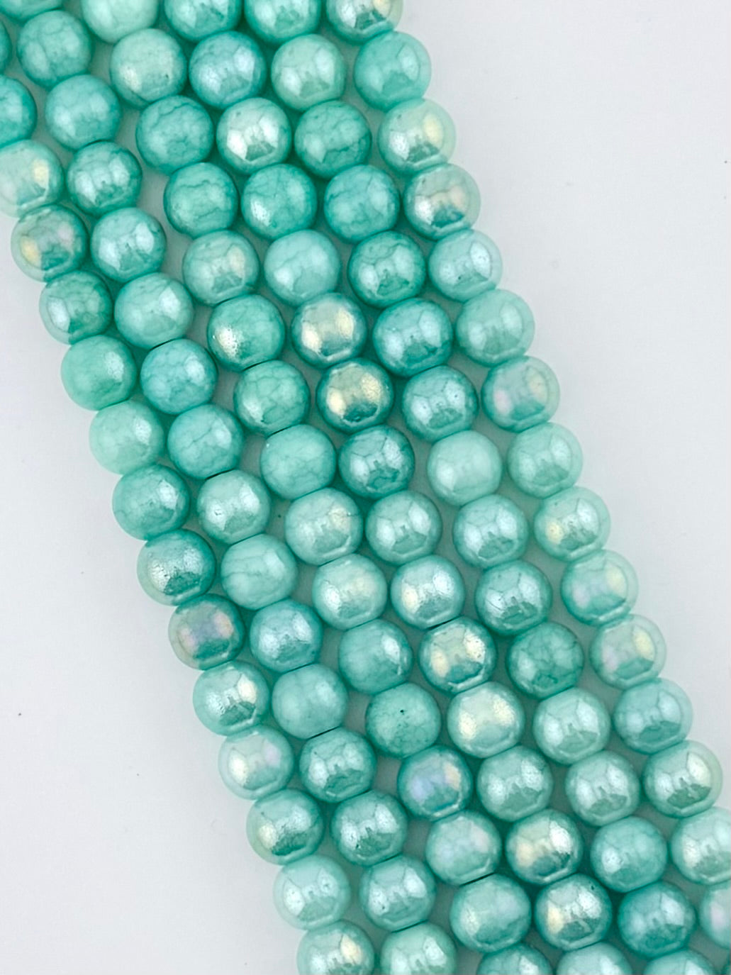 8mm Glass Round Beads Two-Tone Green
