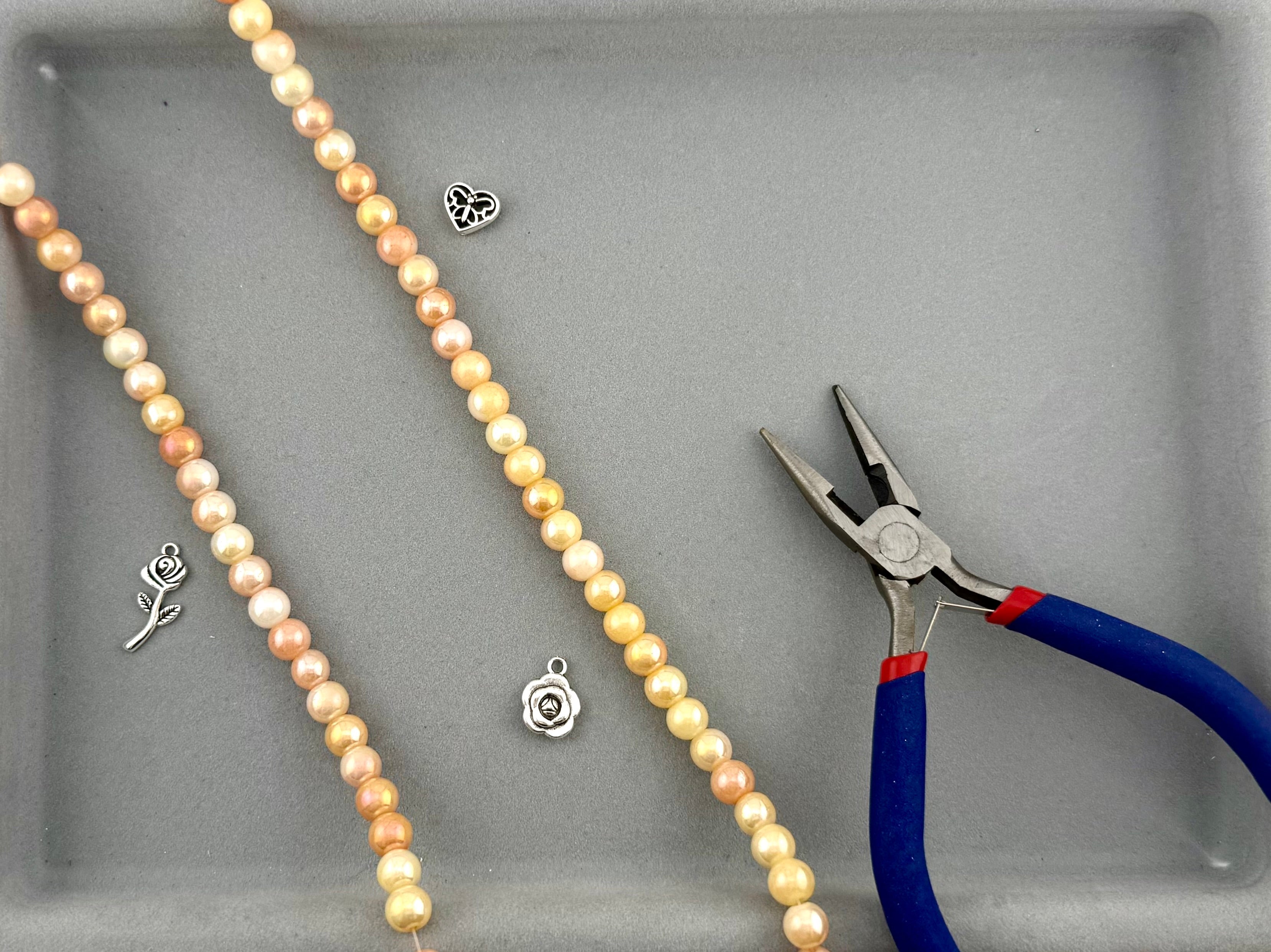 8mm Glass Round Beads Two-Tone Yellow