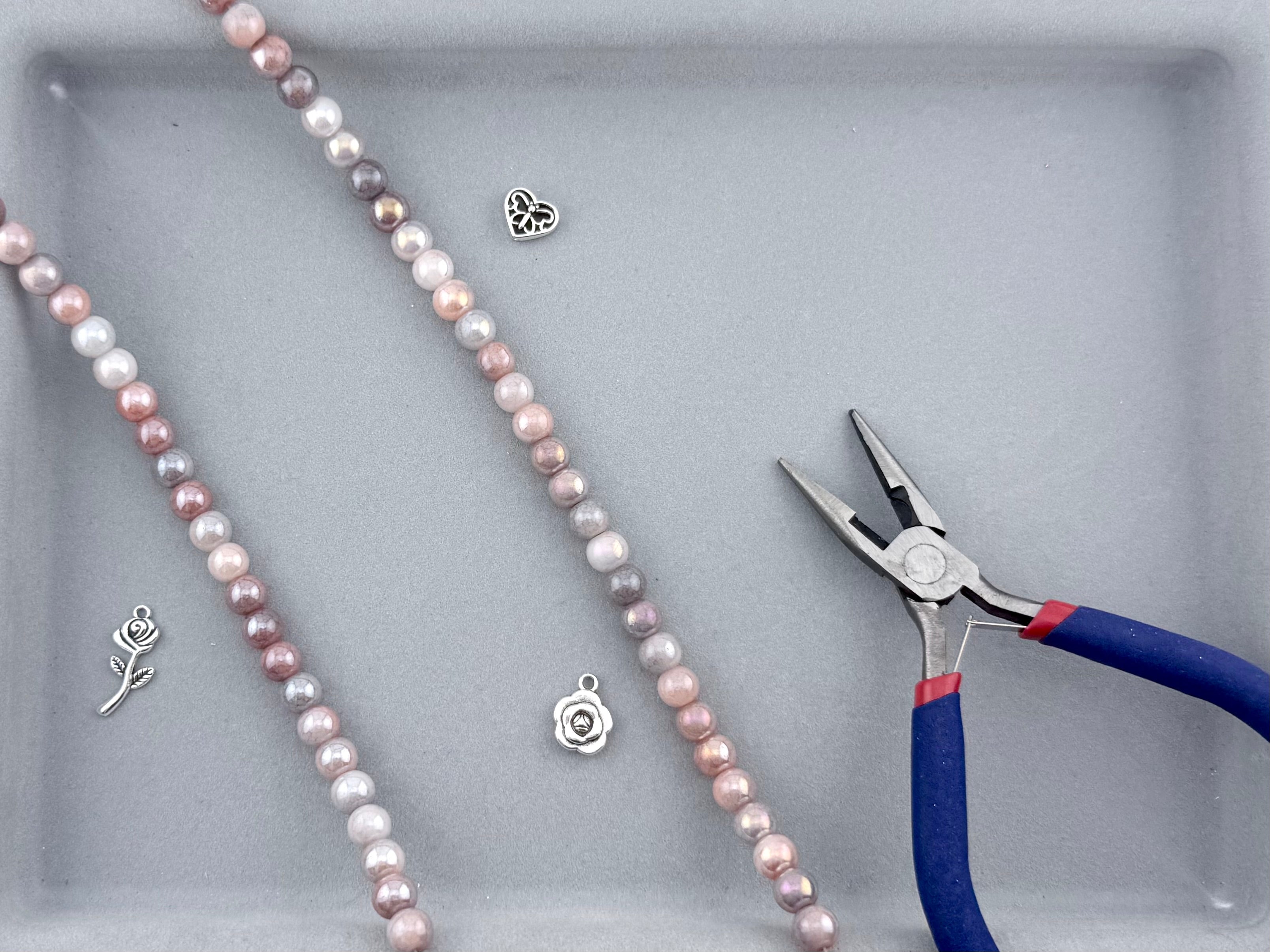 8mm Glass Round Beads Two-Tone Mauve