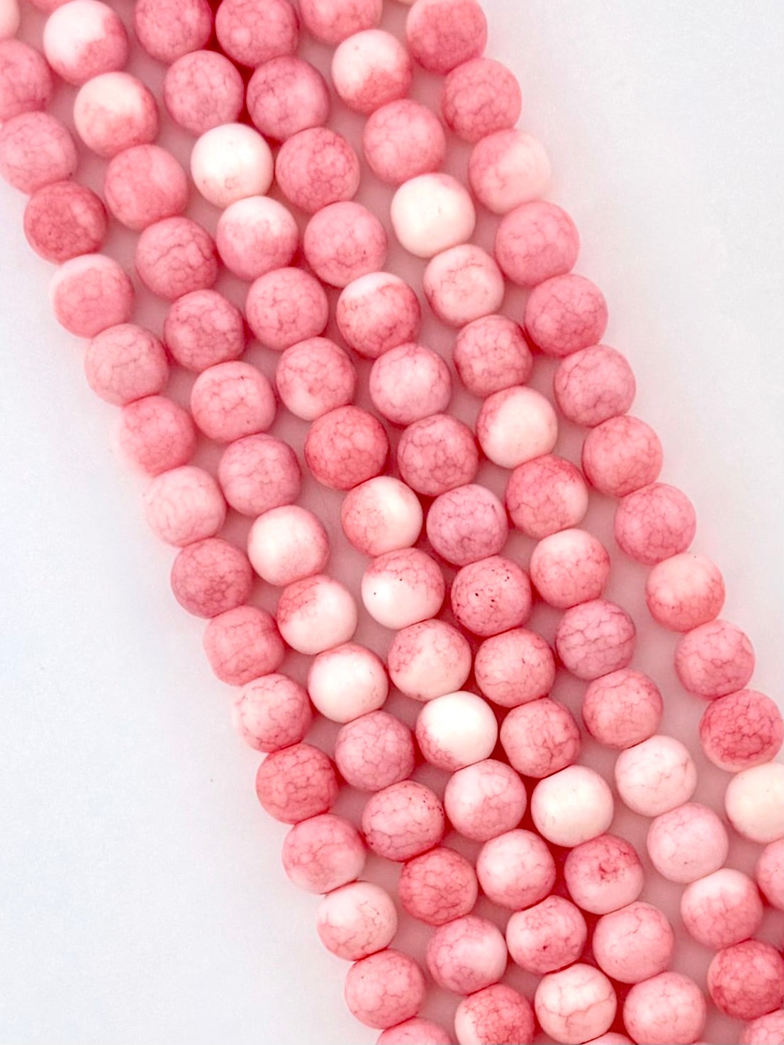 8mm Glass Round Beads Two-Tone Pink