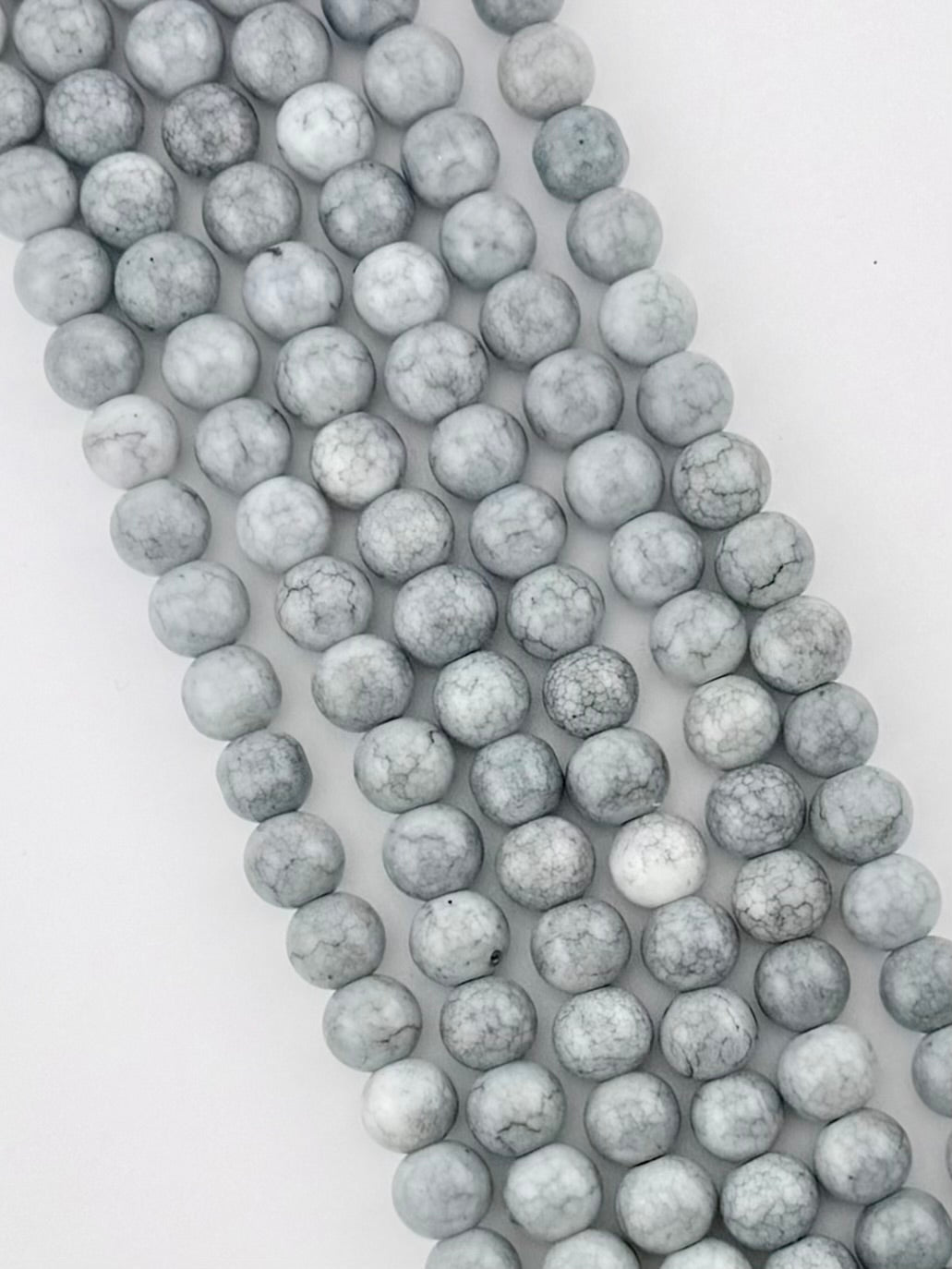 8mm Glass Round Beads Two-Tone Gray