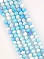 8mm Glass Round Beads Two-Tone Blue