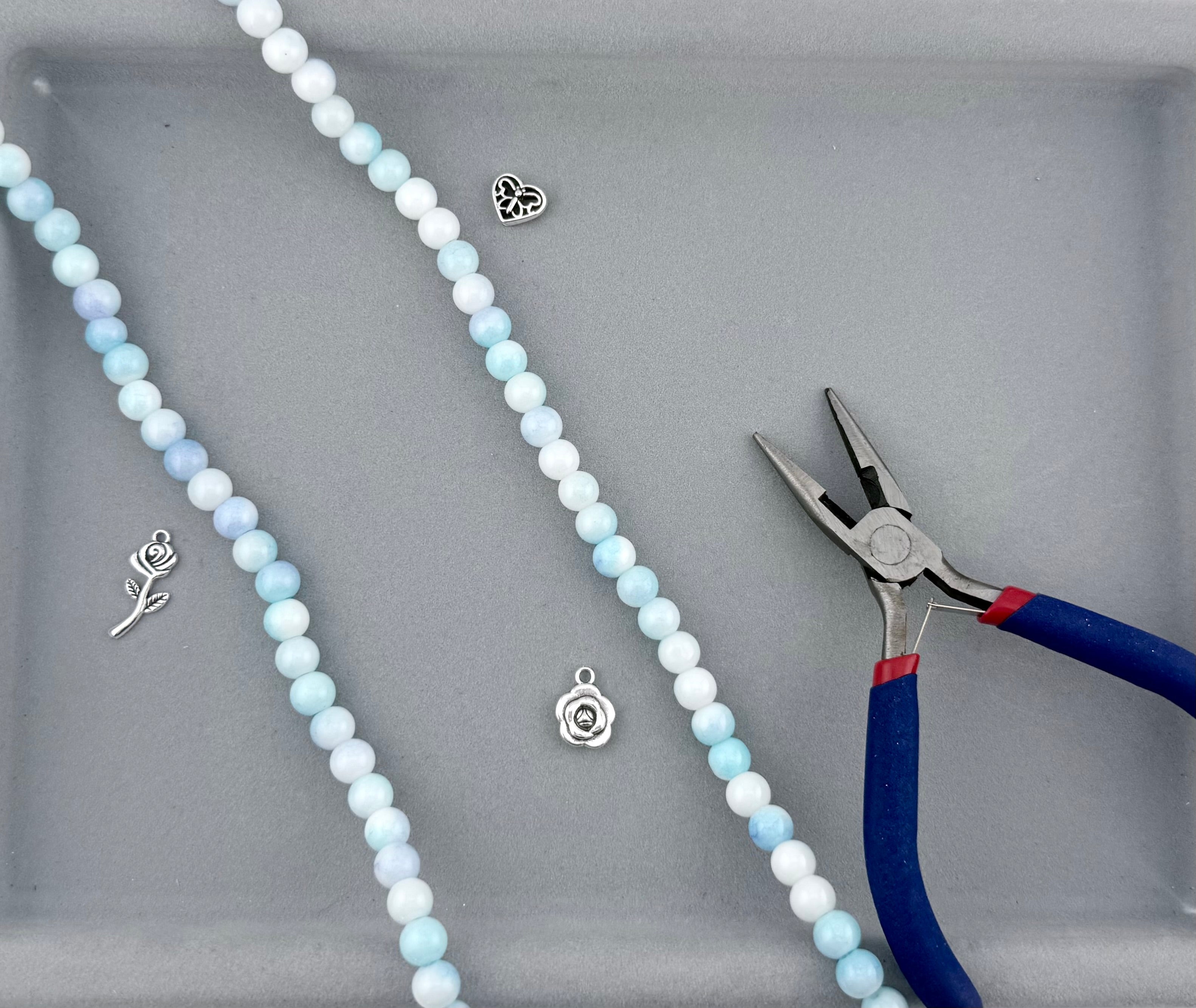 8mm Glass Round Beads Two-Tone Blue