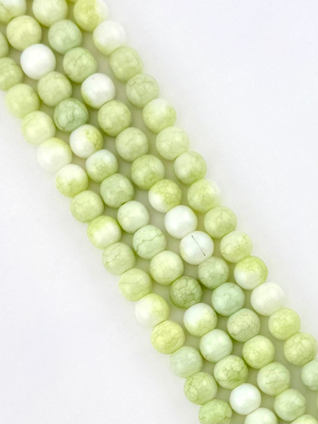 8mm Glass Round Beads Two-Tone Green