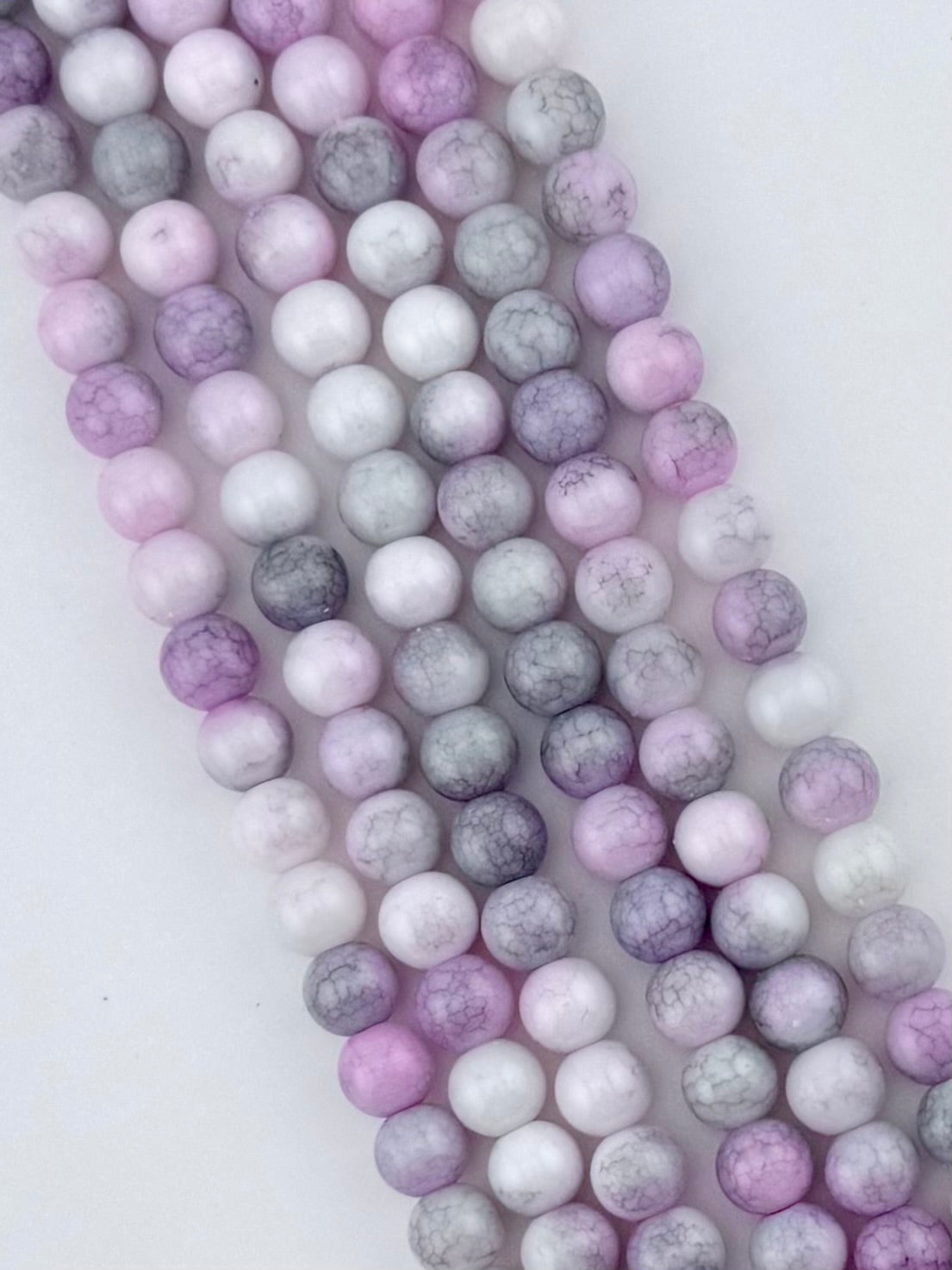 8mm Glass Round Beads Two-Tone Purple