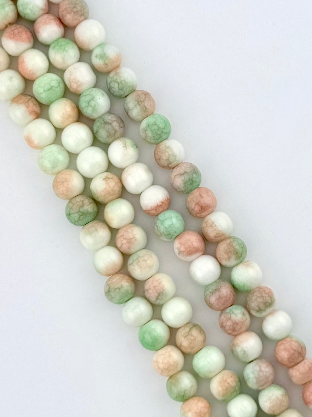 8mm Glass Round Beads Two-Tone Green