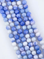 8mm Glass Round Beads Two-Tone Blue
