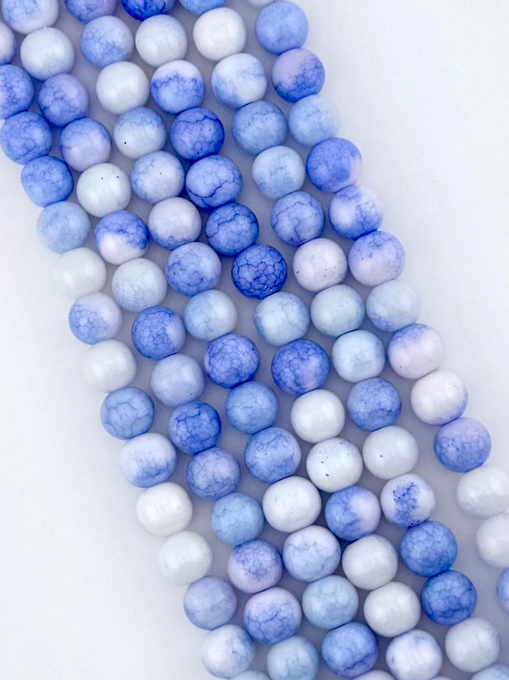8mm Glass Round Beads Two-Tone Blue