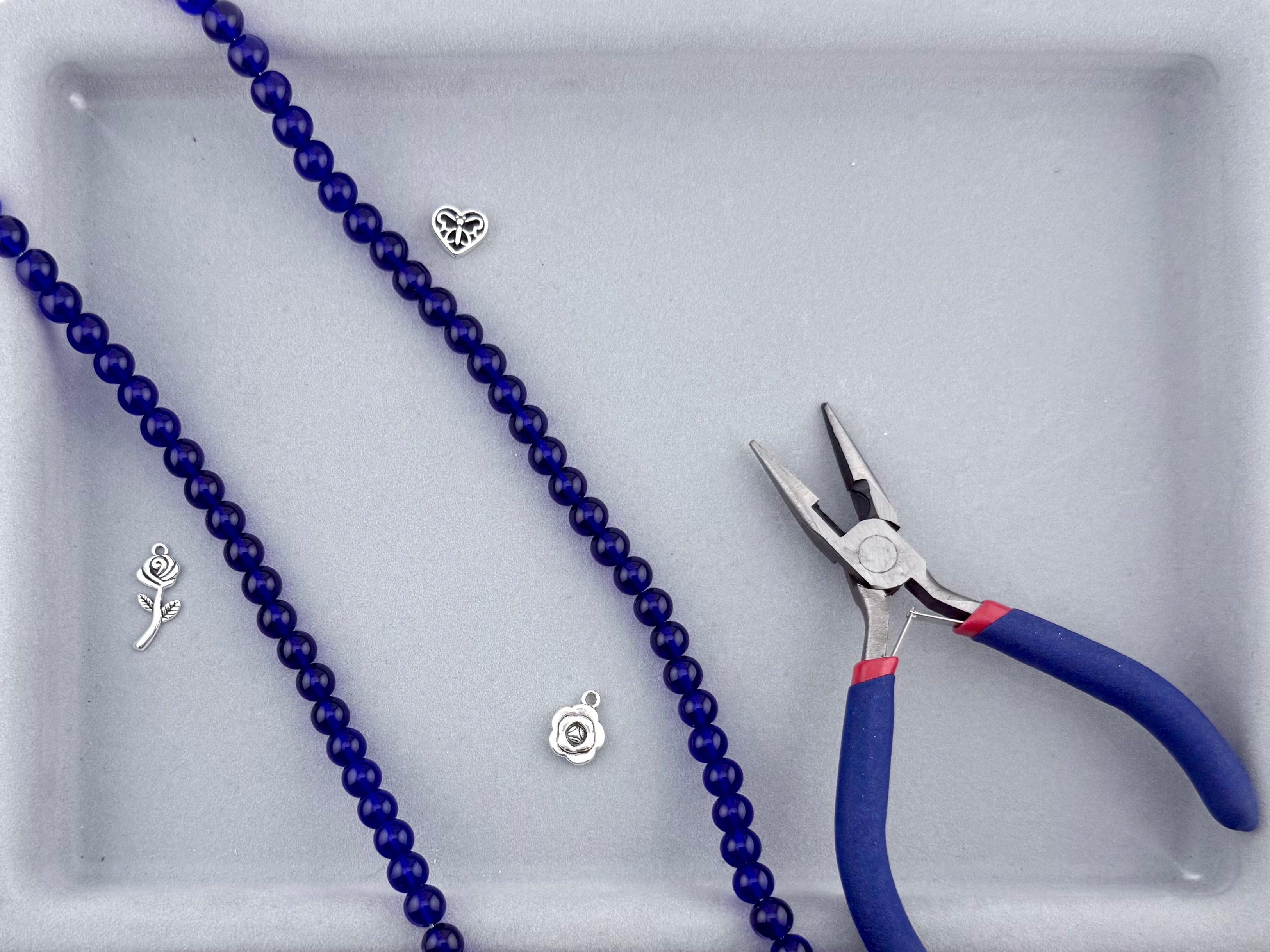 8mm Glass Round Beads Dark Blue
