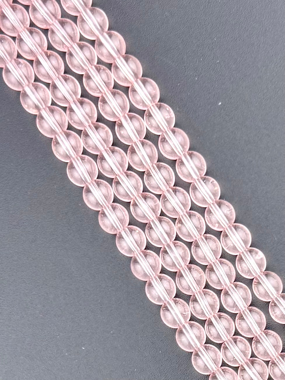 8mm Glass Round Beads Light Pink