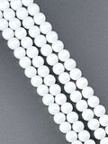 8mm Glass Round Beads White