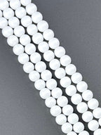 8mm Glass Round Beads White