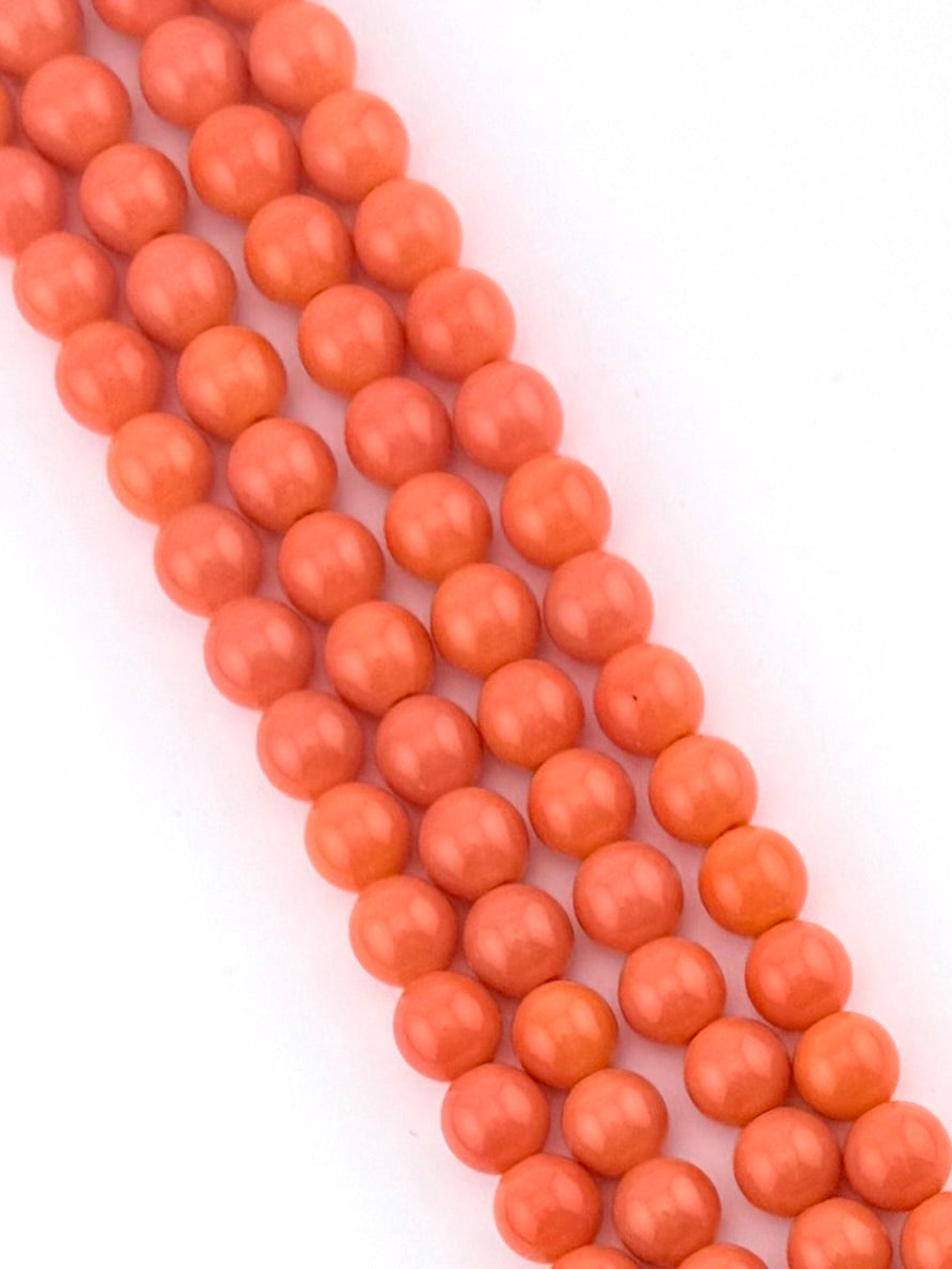 8mm Glass Round Beads Light Orange
